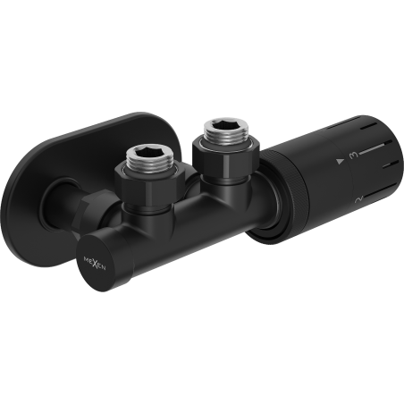 Mexen G05 szögletes termosztatikus készlet borítással R, Duplex, DN50, fekete - W907-958-905-70