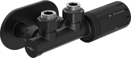 Mexen G05 szögletes termosztatikus készlet borítással R, Duplex, DN50, fekete - W907-958-905-70