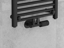 Mexen G05 termosztatikus sarok készlet burkolattal R, Duplex, DN50, fekete - W907-958-905-70