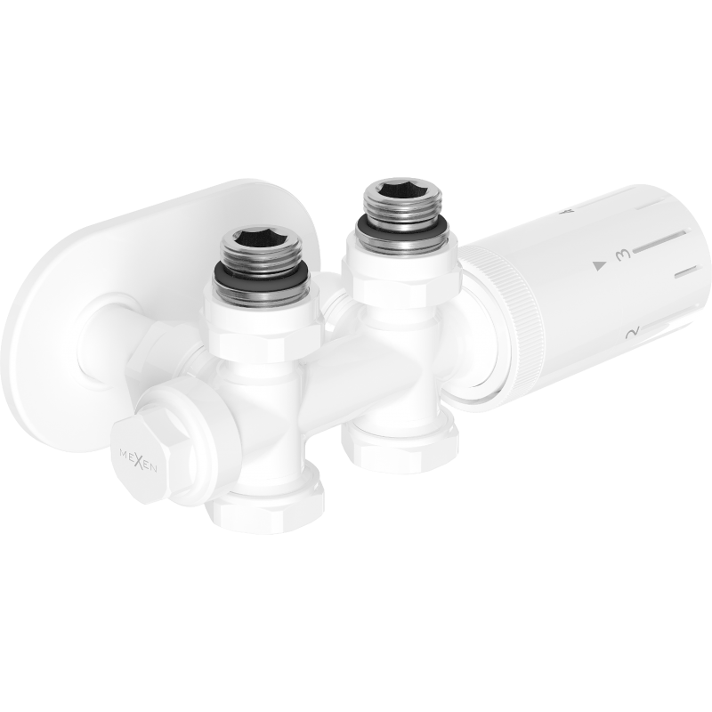 Mexen G05 set termostatic colțar/drept cu masca R, Duplex, DN50, alb - W908-958-905-20