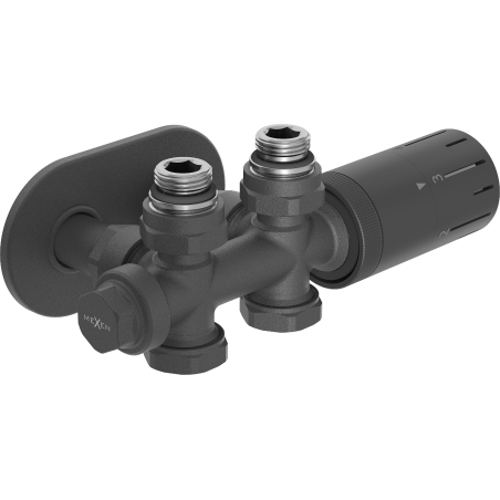 Mexen G05 termosztatikus szett szögletes/egyenes maszkolással R, Duplex, DN50, antracit - W908-958-905-66