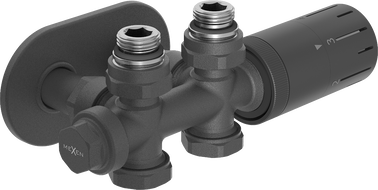 Mexen G05 set termostatic colț/scurt cu mască R, Duplex, DN50, antracit - W908-958-905-66