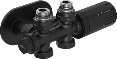 Mexen G05 set termostatic unghiular/drept cu masca R, Duplex, DN50, negru - W908-958-905-70