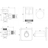 Mexen G05 termosztatikus szögletes készlet burkolattal S, fehér - W901-958-909-20