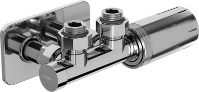 Mexen G05 set termostatic unghiular cu mască S, Duplex, DN50, crom - W907-958-910-01