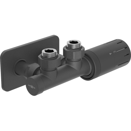 Mexen G05 termosztátos sarokszelep készlet S maszkolással, Duplex, DN50, antracit - W907-958-910-66