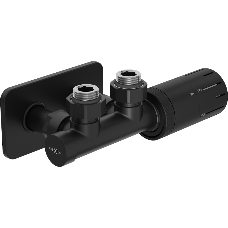 Mexen G05 termosztatikus sarokszelep készlet S maszkolással, Duplex, DN50, fekete - W907-958-910-70