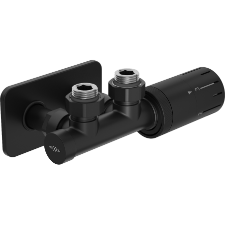 Mexen G05 set termostatic unghiular cu masca S, Duplex, DN50, negru - W907-958-910-70