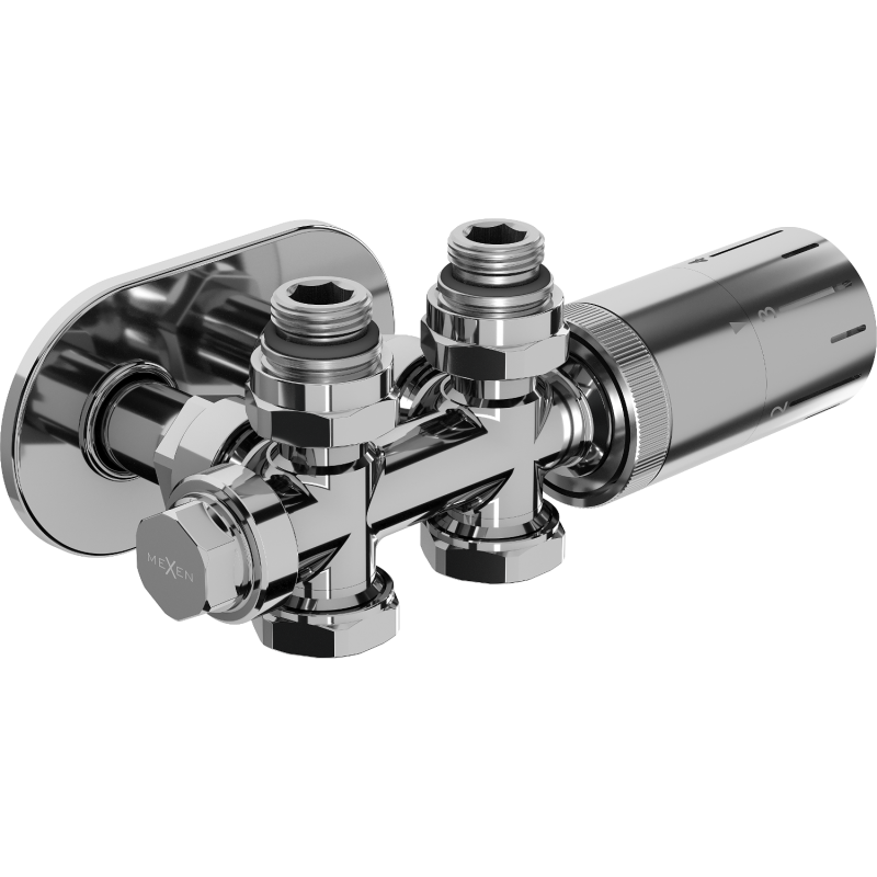 Mexen G05 set termostatic unghiular/drept cu mască S, Duplex, DN50, crom - W908-958-910-01