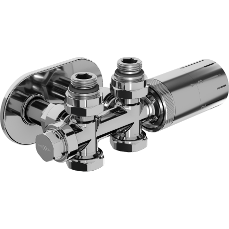 Mexen G05 termosztatikus szett sarok/egyenes burkolattal S, Duplex, DN50, króm - W908-958-910-01