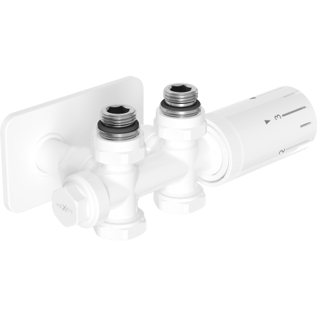 Mexen G05 set termostatic unghiular/drept cu mască S, Duplex, DN50, alb - W908-958-910-20
