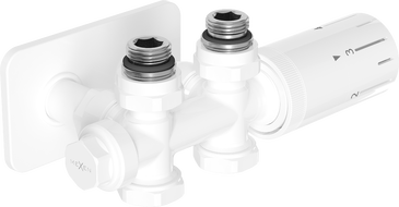 Set termostatic unghiular/drept Mexen G05 cu mască S, Duplex, DN50, alb - W908-958-910-20