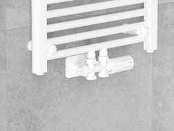 Set termostatic unghiular/drept Mexen G05 cu mască S, Duplex, DN50, alb - W908-958-910-20
