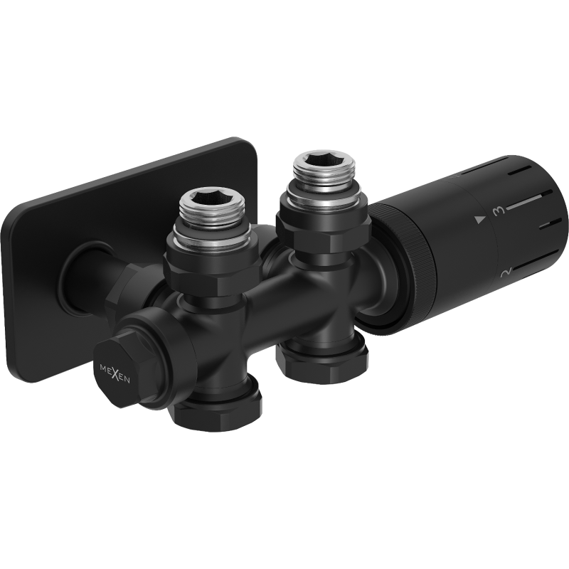 Mexen G05 set termostatic colțar/drept cu mascare S, Duplex, DN50, negru - W908-958-910-70