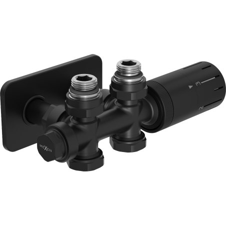 Mexen G05 set termostatic unghiular/drept cu mască S, Duplex, DN50, negru - W908-958-910-70