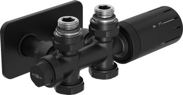 Mexen G05 set termostatic colțar/drept cu mascare S, Duplex, DN50, negru - W908-958-910-70