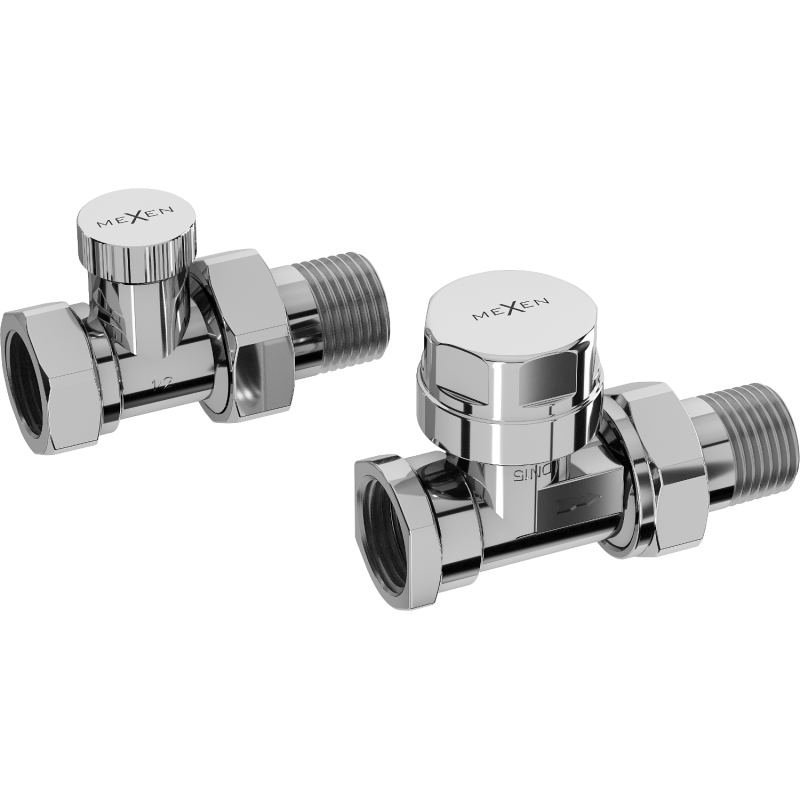 Mexen Uni-Term egyenes radiátorszelepek, króm - W902-000-01