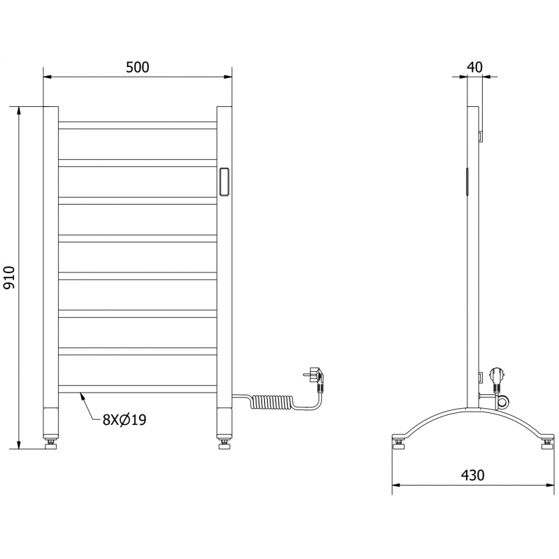 Mexen Oso 2 az 1-ben elektromos radiátor álló 910 x 500 mm, 200 W, fehér - W304-0910-500-00-20