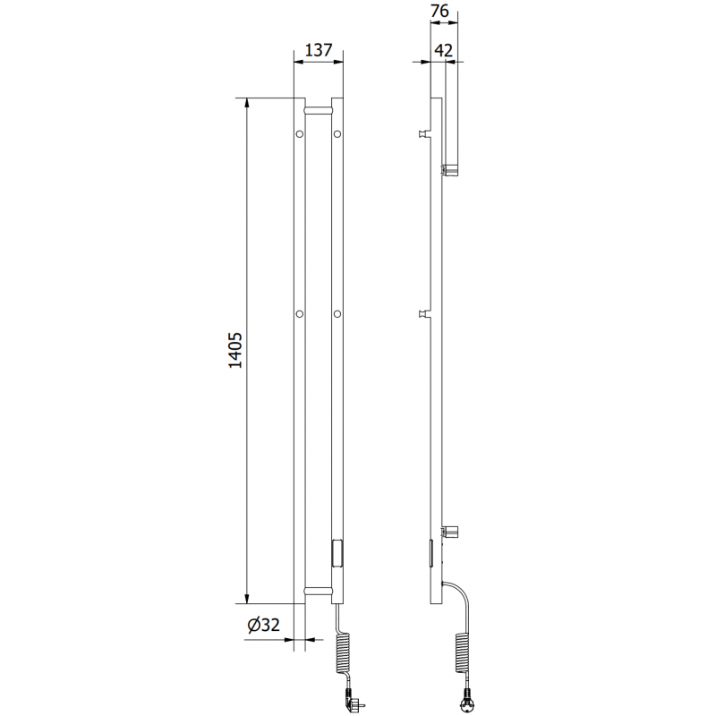 Mexen Pino radiator electric cu suporturi pentru prosoape 1405 x 137 mm, 150 W, negru - W301-1405-137-00-70
