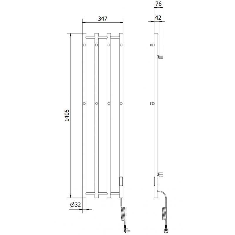 Mexen Pino radiator electric cu suporturi pentru prosoape 1405 x 347 mm, 250 W, negru - W301-1405-347-00-70