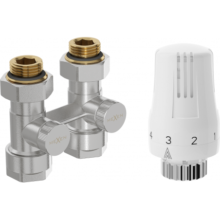 Mexen G01 termosztatikus kétcsöves készlet DN50, egyenes 1/2"x16 mm, nikkel - W912-016-918-01