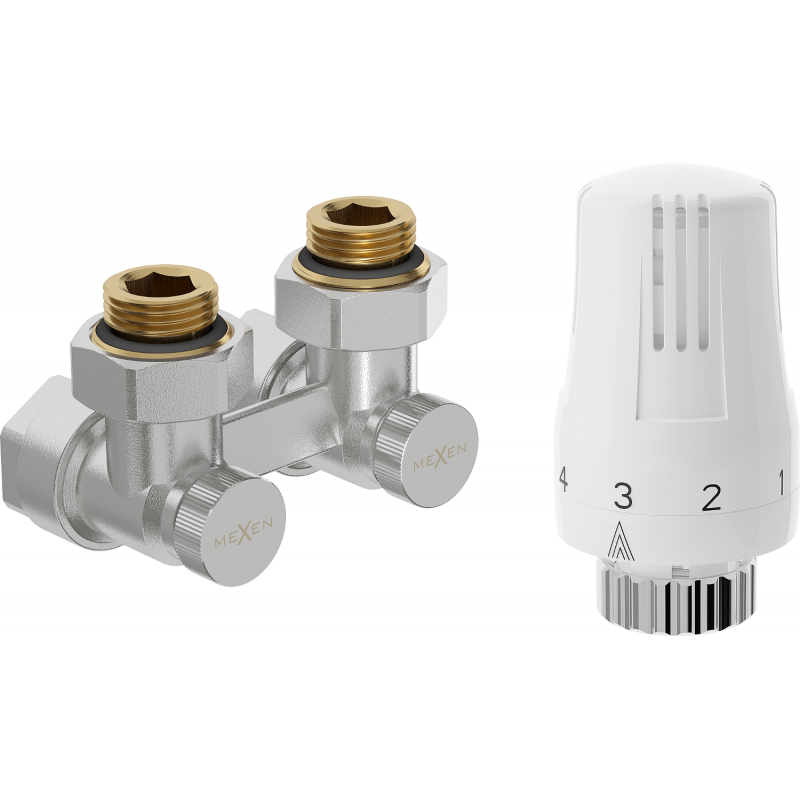 Mexen G01 termosztatikus kétcsöves készlet DN50, szögletes 1/2"x16 mm, nikkel - W911-016-918-01