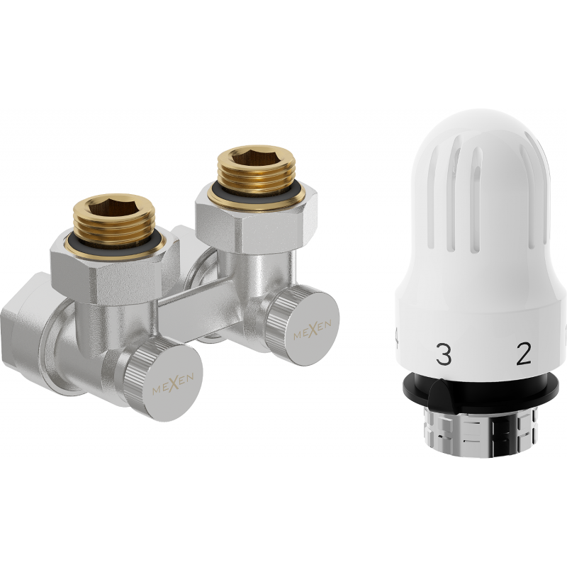 Mexen G04 kétcsöves termosztatikus készlet DN50, 1/2"x16 mm könyökű, nikkel - W911-016-948-01