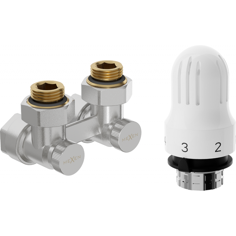 Mexen G04 set termostatic cu două țevi DN50, unghiular 1/2"x16 mm, nichel - W911-016-948-01