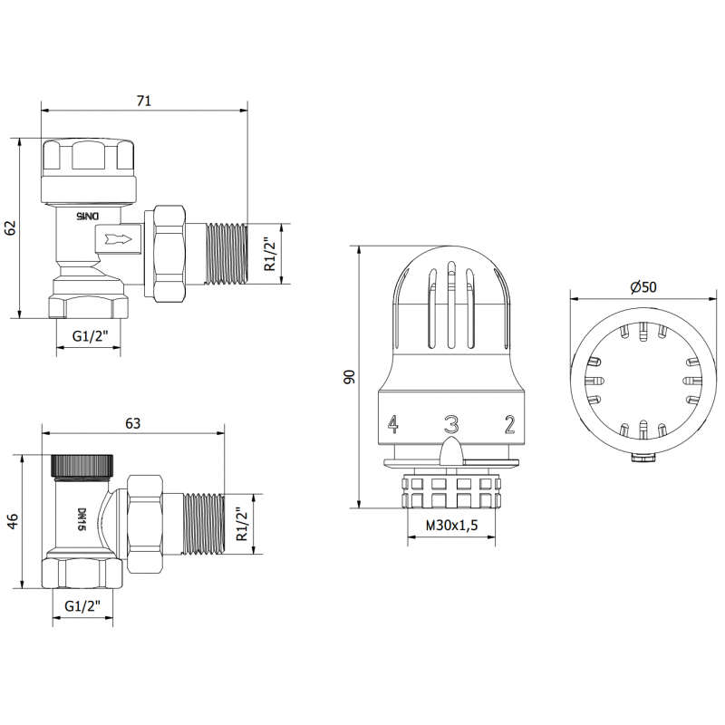 Mexen G04 termosztatikus készlet, szögletes, nikkel - W913-012-948-01
