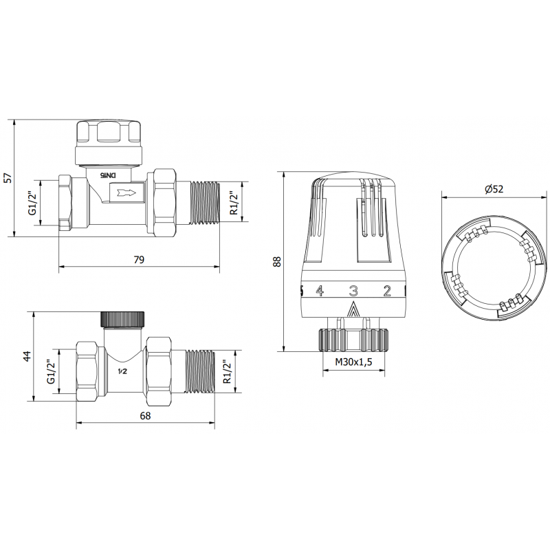 Mexen G01 termosztatikus készlet, egyenes, nikkel - W914-012-918-01