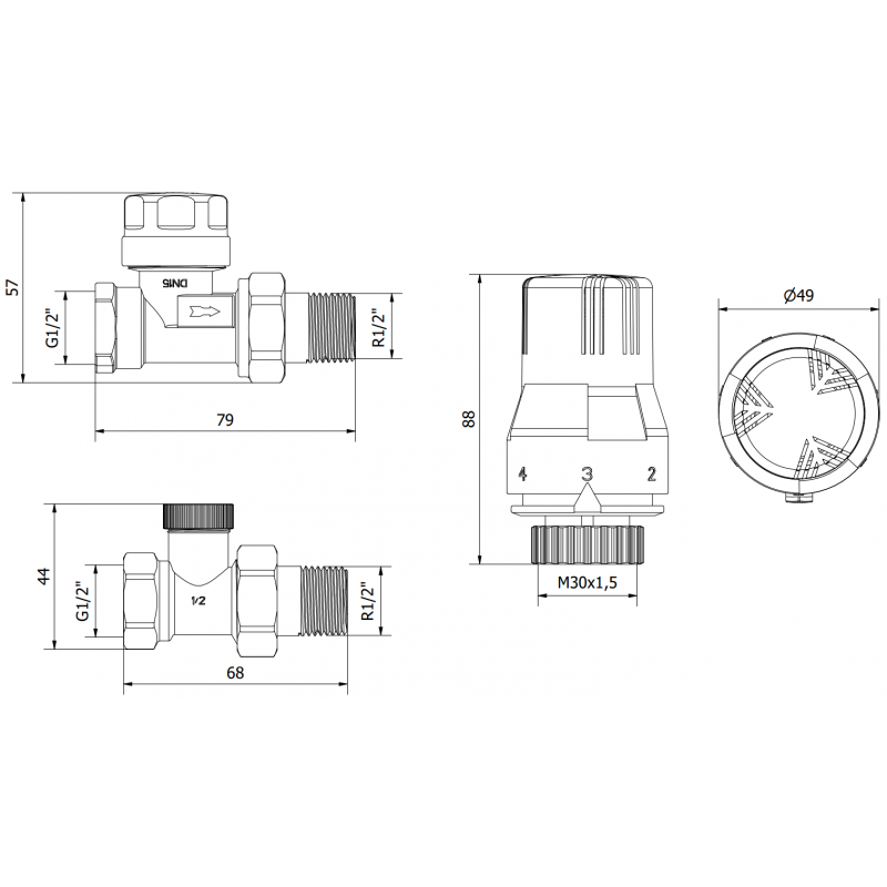 Mexen G02 egyenes termosztatikus készlet, nikkel - W914-012-928-01