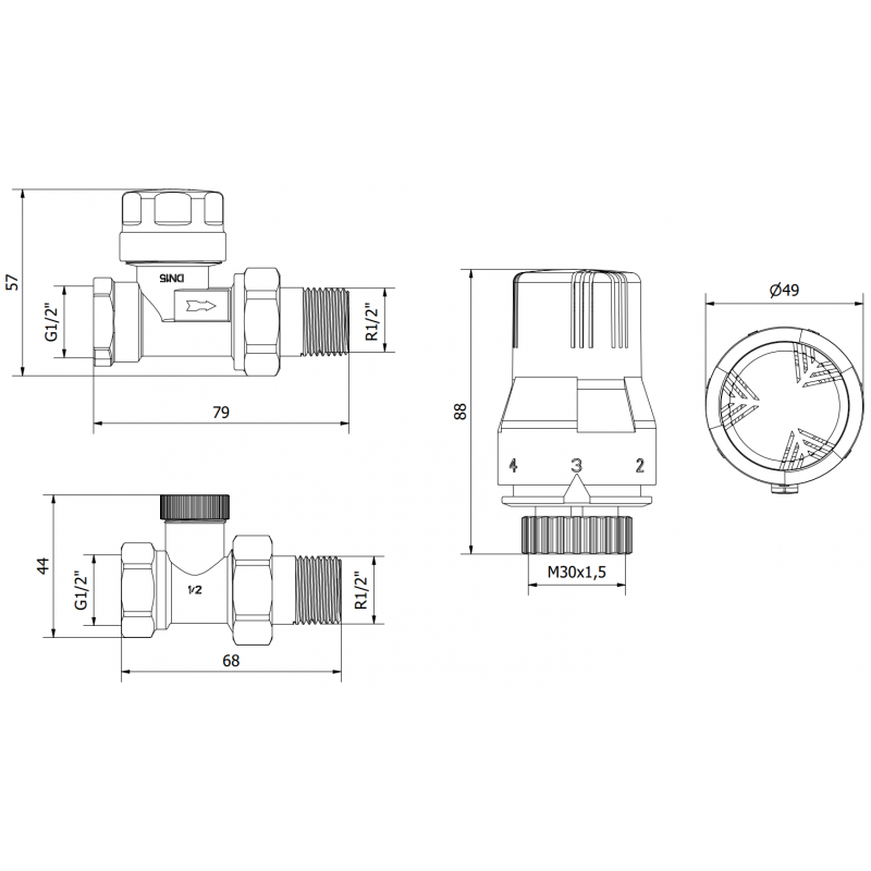 Mexen G02 set termostatic drept, nichel - W914-012-928-01