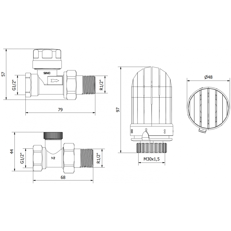 Mexen G03 set termostatic drept, nichel - W914-012-938-01