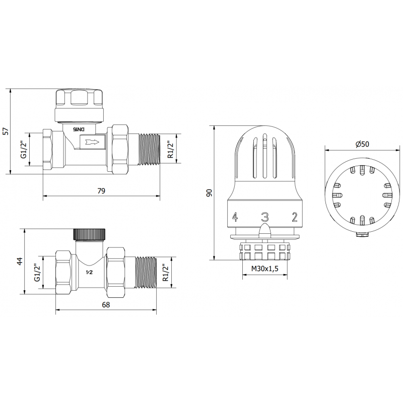 Mexen G04 egyszerű termosztatikus készlet, nikkel - W914-012-948-01
