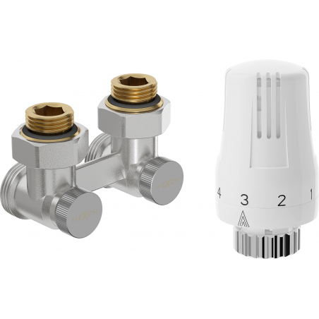 Mexen G01 termosztatikus kettős cső DN50 készlet, szögletes 1/2"x3/4", nikkel - W911-012-918-01