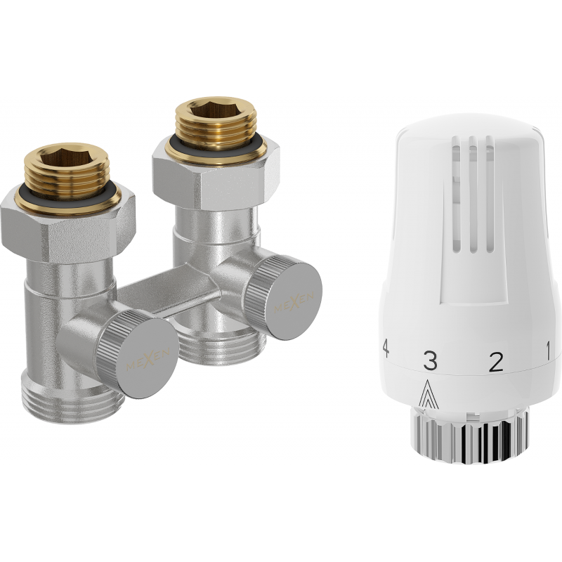 Mexen G01 set termostatic dual-țesut DN50, drept 1/2"x3/4", nichel - W912-012-918-01