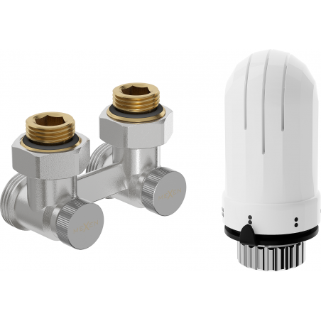 Mexen G03 set cu termostat dublu DN50, unghiular 1/2"x3/4", nichel - W911-012-938-01