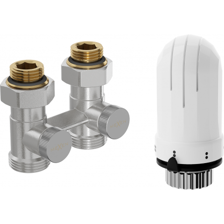 Mexen G03 termosztatikus kétcsöves készlet DN50, egyenes 1/2"x3/4", nikkel - W912-012-938-01