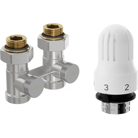 Mexen G04 termosztatikus készlet kétcsöves DN50, egyenes 1/2"x3/4", nikkel - W912-012-948-01