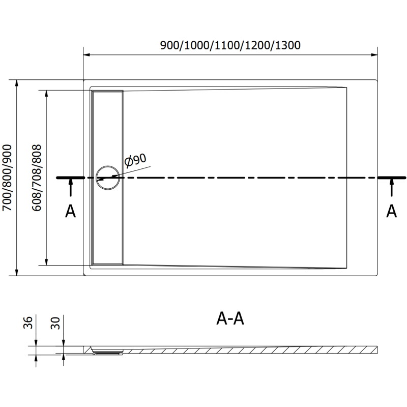 Mexen Amon recea dreptunghiulară SMC 100 x 70 cm, alb - 4F107010