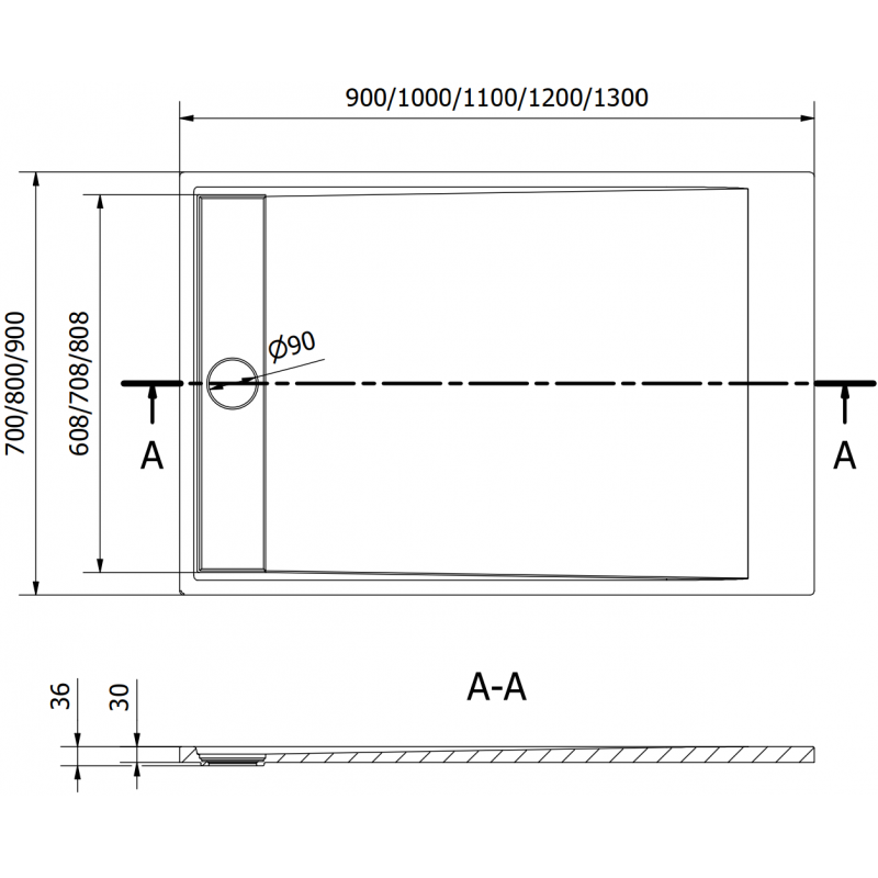 Mexen Amon brodzik dreptunghiular SMC 130 x 70 cm, alb - 4F107013