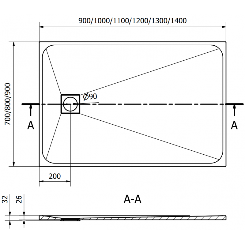 Mexen Bert téglalap alakú SMC zuhanytálca 130 x 90 cm, fekete - 4K709013