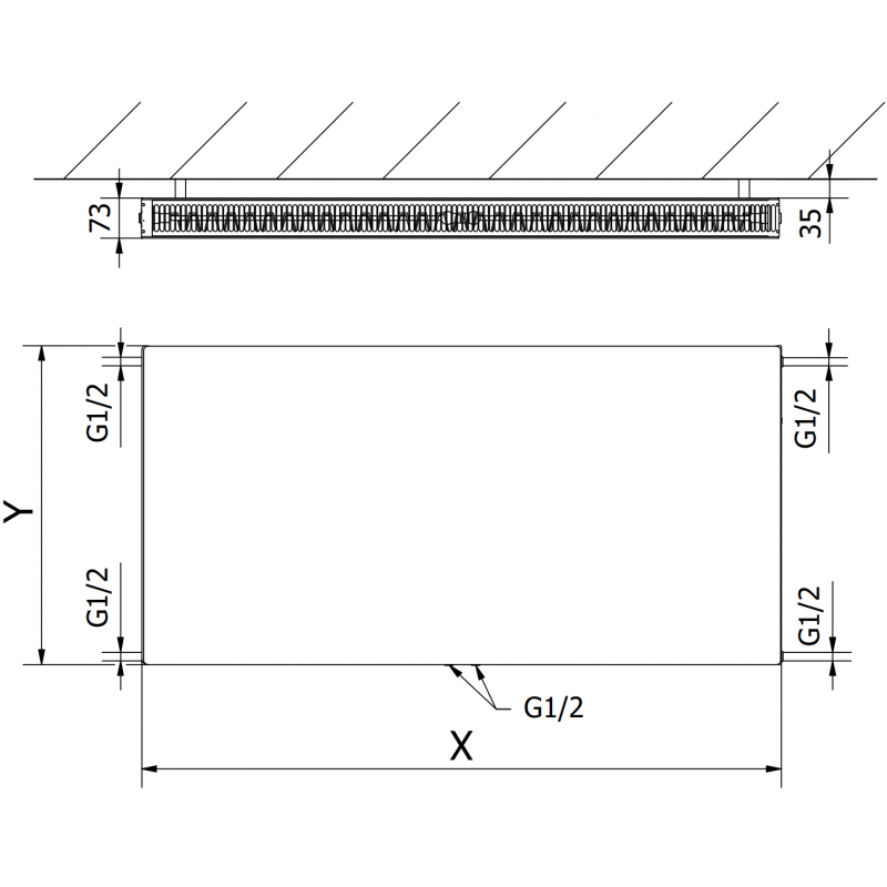 Mexen Flat CCF21 radiator de panou 600 x 1100 mm, racord inferior central, 1331 W, negru - W6C21F-060-110-70