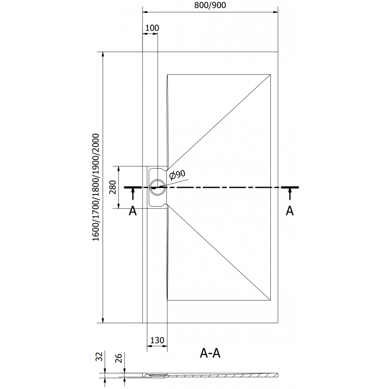 Mexen Egon recepție duș dreptunghiular SMC 200 x 80 cm, alb - 4R108020