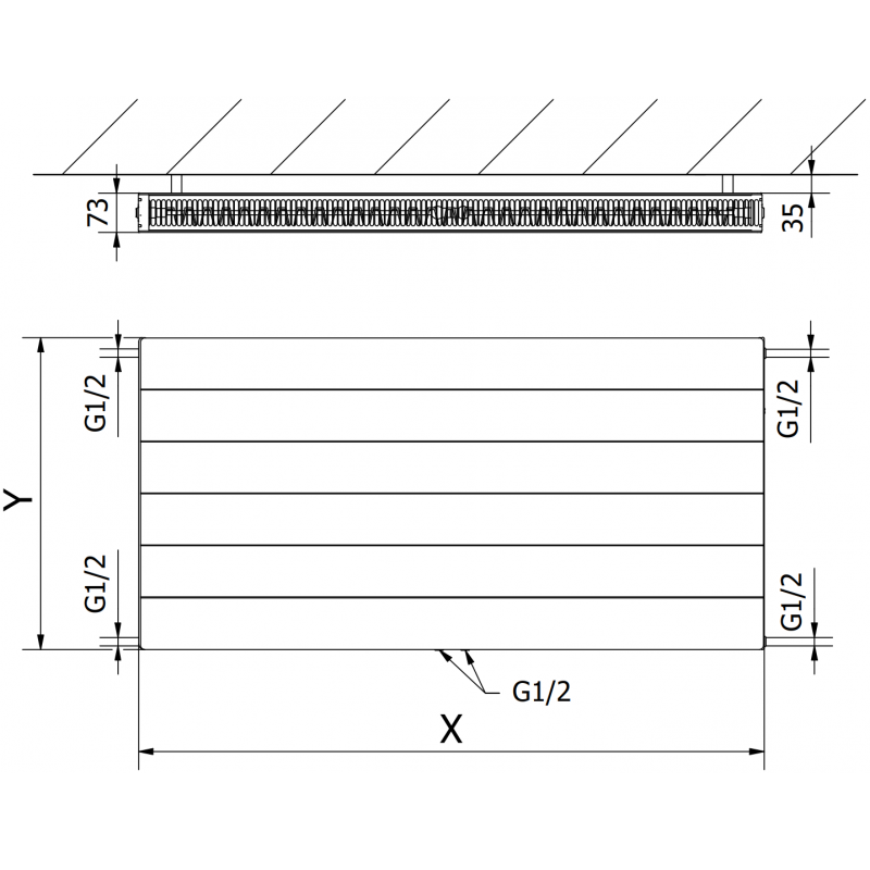 Mexen Line CCL21 radiator plăcuț 600 x 800 mm, conectare inferioară centrală, 968 W, negru - W6C21L-060-080-70