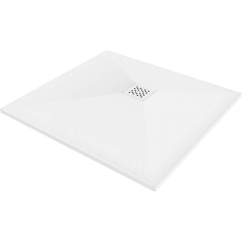 Mexen Stone+ kompozit négyzet alakú zuhanytálca 70 x 70 cm, fehér, fehér burkolattal - 44107070-W