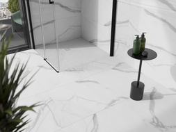Mexen Stone+ 90 x 90 cm-es négyzet alakú kompozit zuhanytálca, fehér, fehér burkolat - 44109090-W
