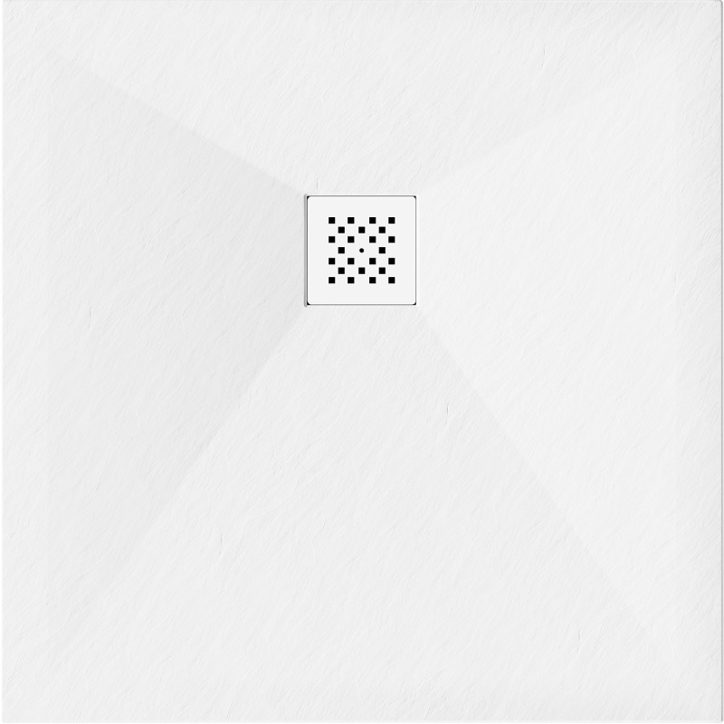 Mexen Stone+ kompozit négyszögletes zuhanytálca, 100 x 100 cm, fehér, fehér takaróelem - 44101010-W