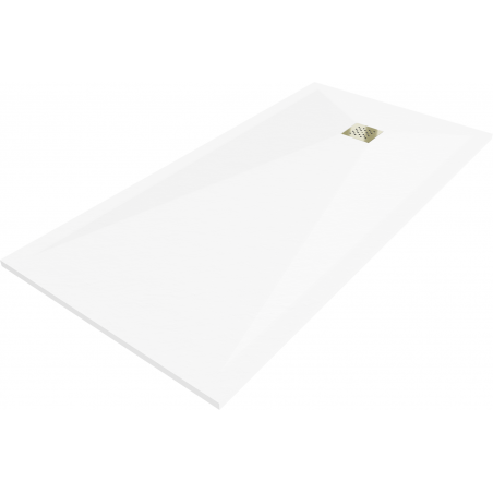 Mexen Stone+ szögletes kompozit zuhanytálca 200 x 90 cm, fehér, arany burkolat - 44109020-G
