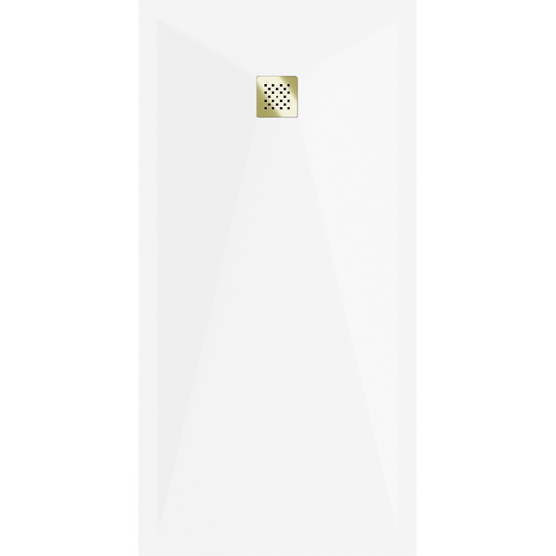 Mexen Stone+ tăviță de duș rectangulară din compozit 200 x 90 cm, alb, mască aurie - 44109020-G